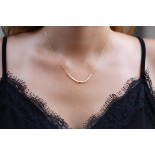 Glorria 14k Solid Gold Dorica Bead Necklace Glorria 14k Solid Gold Dorica Bead Necklace