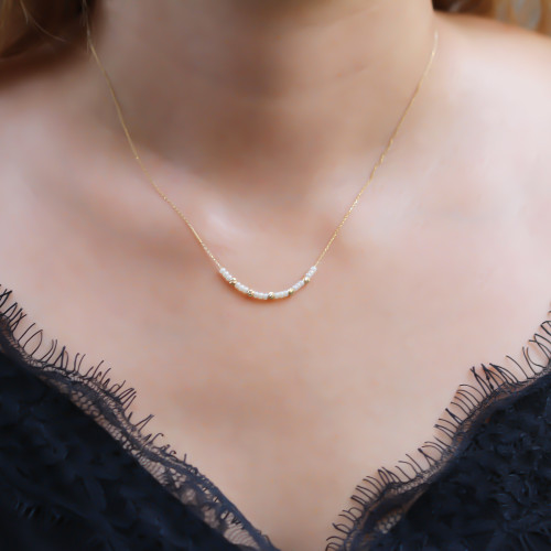 Glorria 14k Solid Gold Dorica Bead Necklace Glorria 14k Solid Gold Dorica Bead Necklace