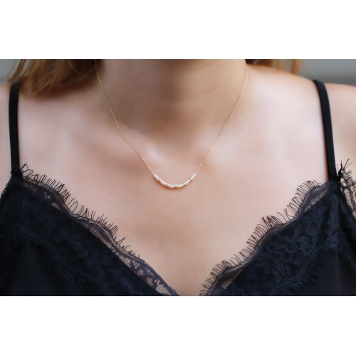 Glorria 14k Solid Gold Dorica Bead Necklace Glorria 14k Solid Gold Dorica Bead Necklace