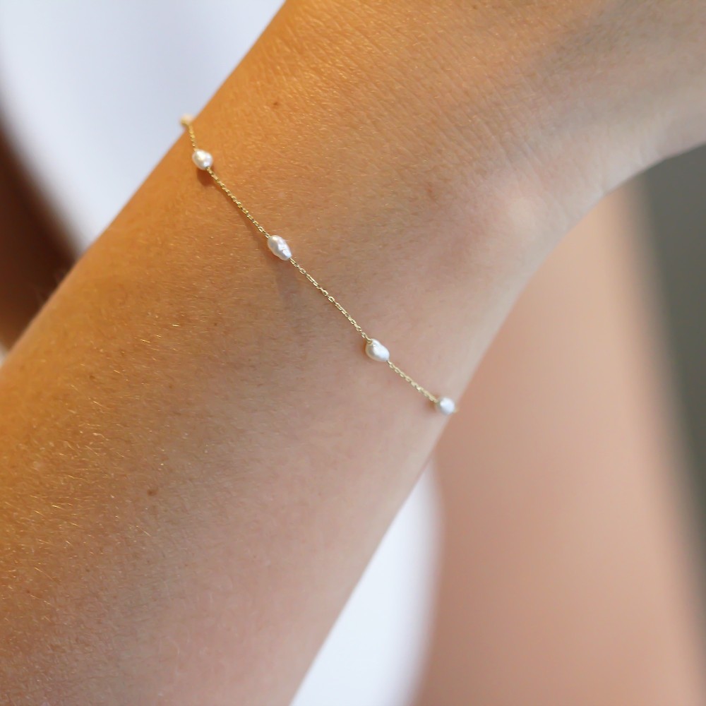 Glorria 14k Solid Gold Pearl Bracelet