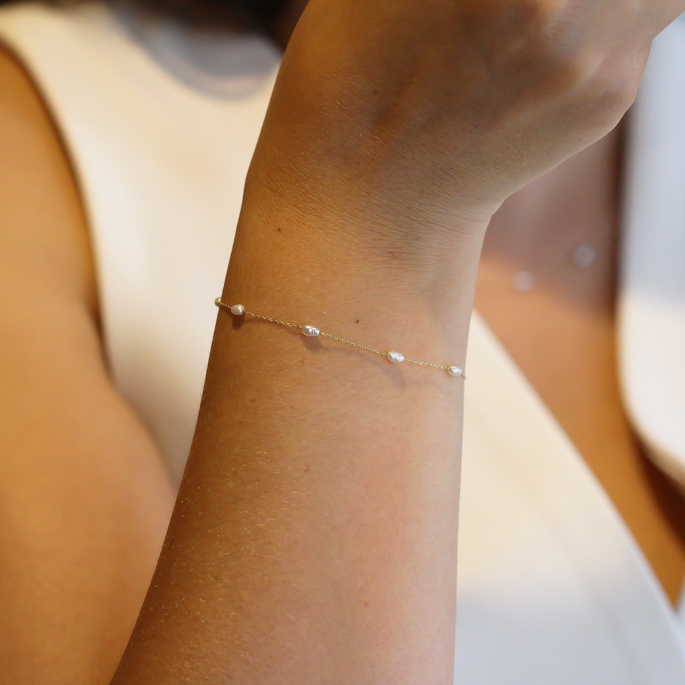 Glorria 14k Solid Gold Pearl Bracelet