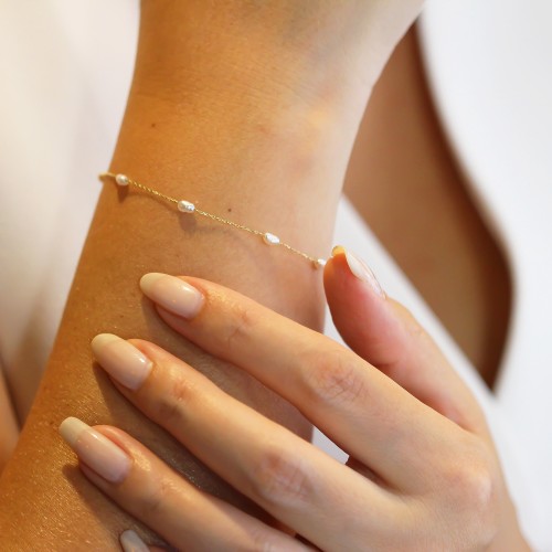 Glorria 14k Solid Gold Pearl Bracelet