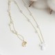 Glorria 14k Solid Gold Opal Cross Pearl Necklace