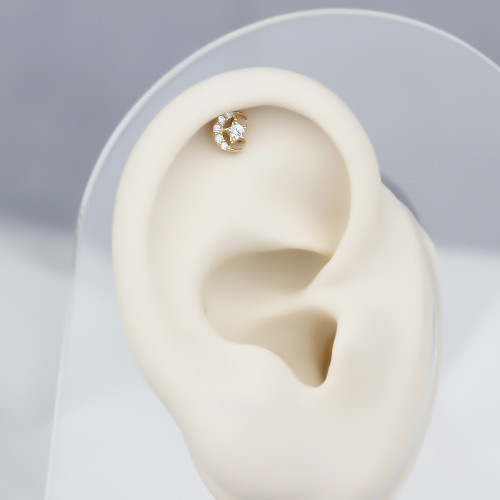 Glorria 14k Solid Gold Moon Star Helix Piercing Glorria 14k Solid Gold Moon Star Helix Piercing