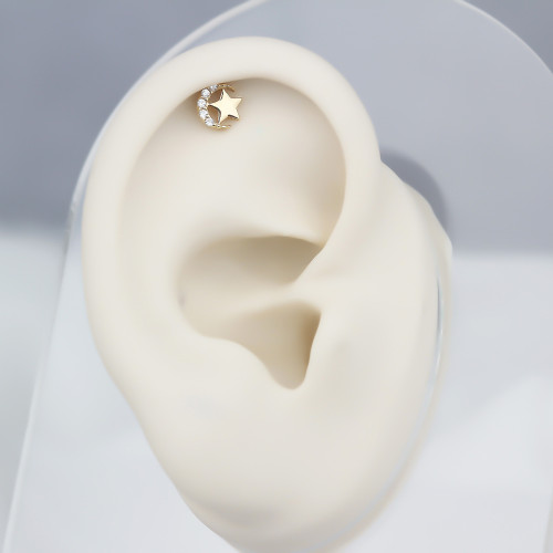 Glorria 14k Solid Gold Moon Star Helix Piercing Glorria 14k Solid Gold Moon Star Helix Piercing