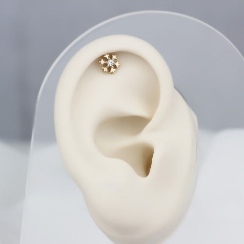 Glorria 14k Solid Gold Snowflake Helix Piercing Glorria 14k Solid Gold Snowflake Helix Piercing