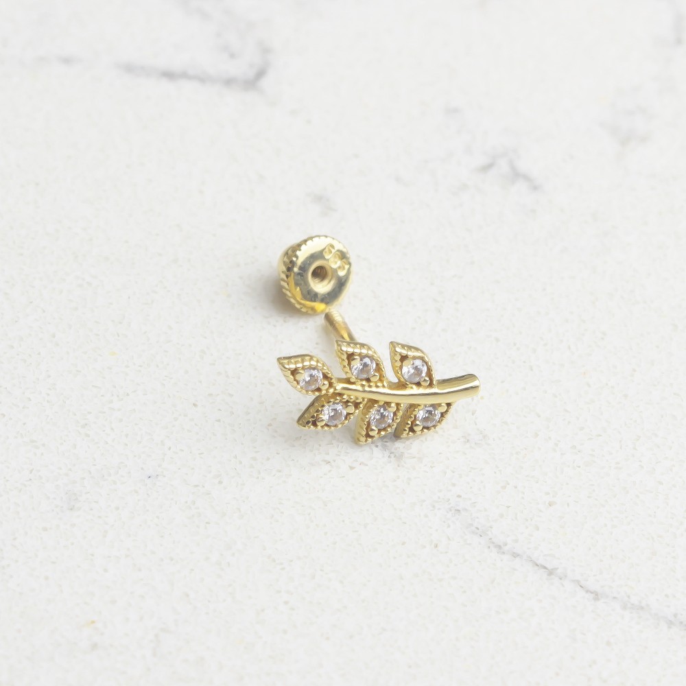 Glorria 14k Solid Gold Leaf Helix Piercing