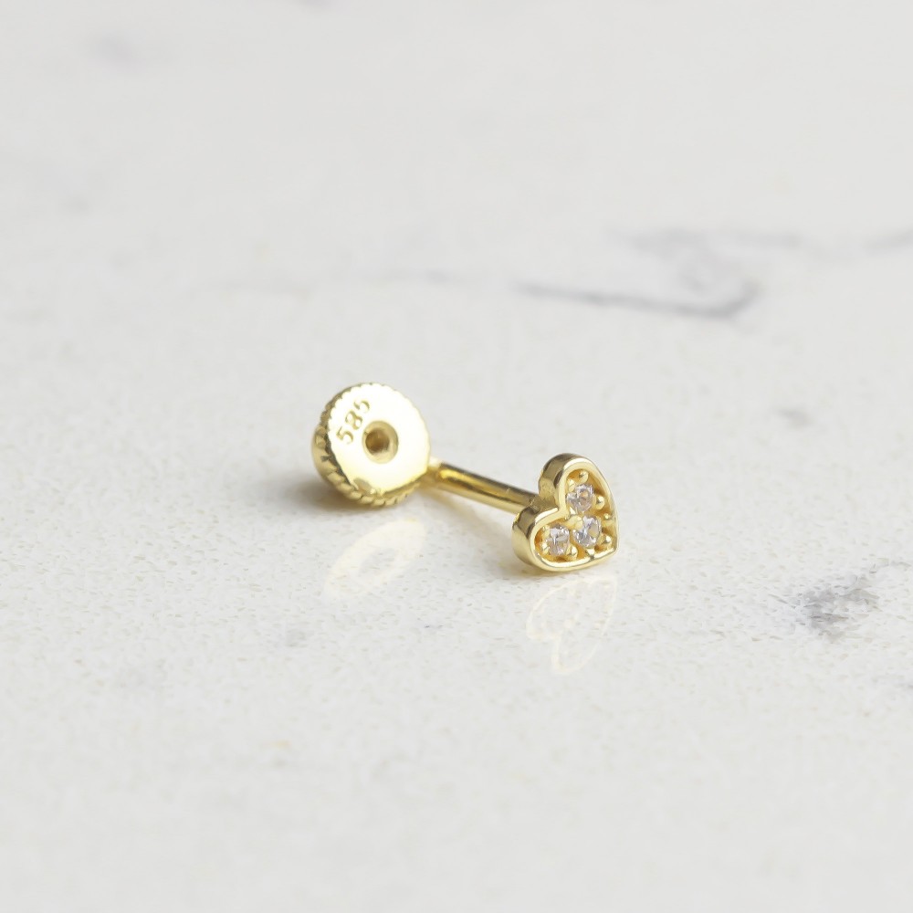 Glorria 14k Solid Gold Heart Helix Piercing