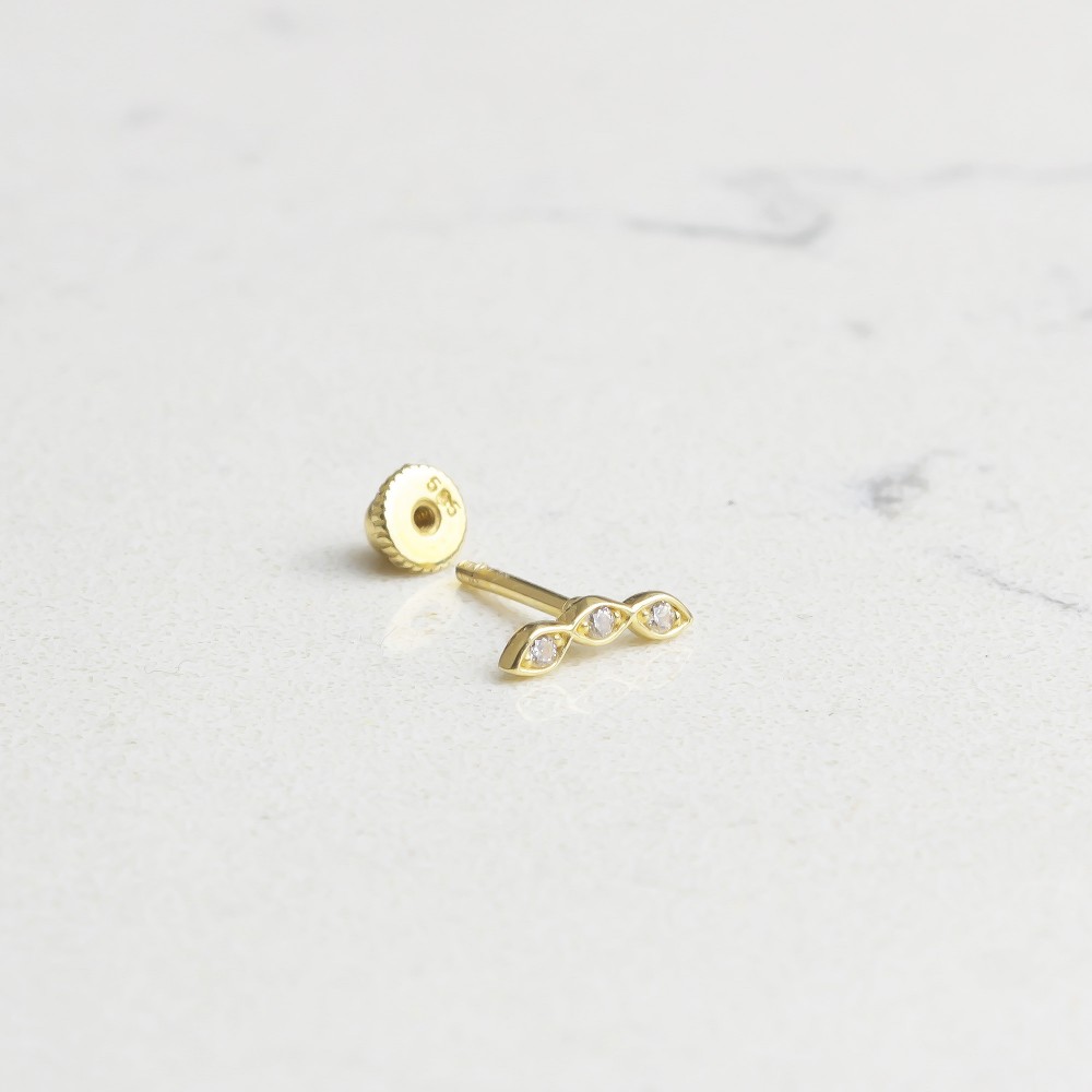 Glorria 14k Solid Gold Three Stone Helix Piercing Glorria 14k Solid Gold Three Stone Helix Piercing