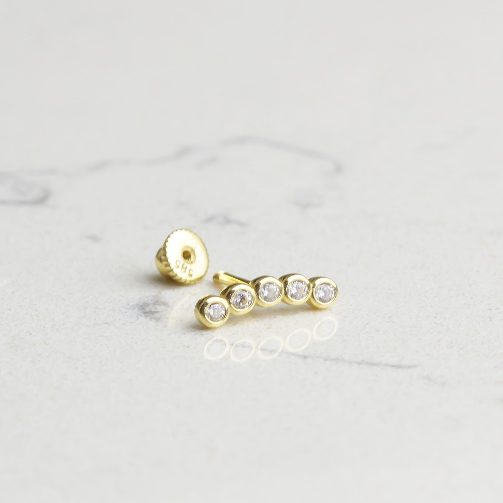 Glorria 14k Solid Gold Five Stone Helix Piercing