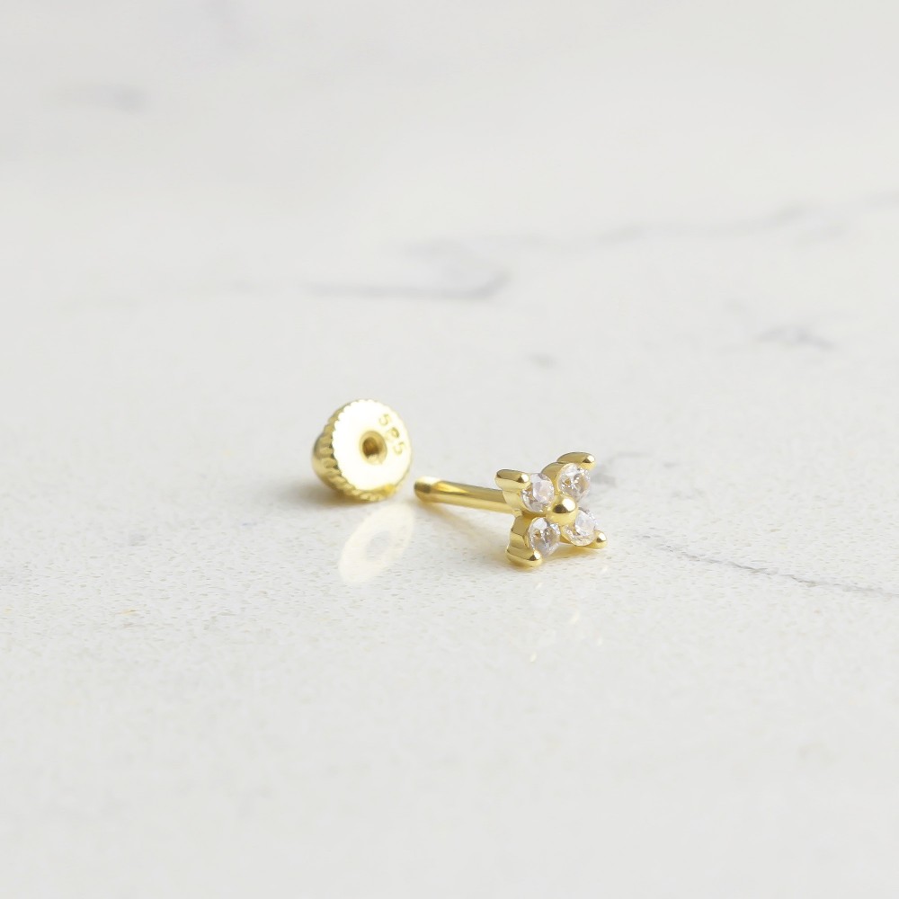 Glorria 14k Solid Gold Clover Helix Piercing