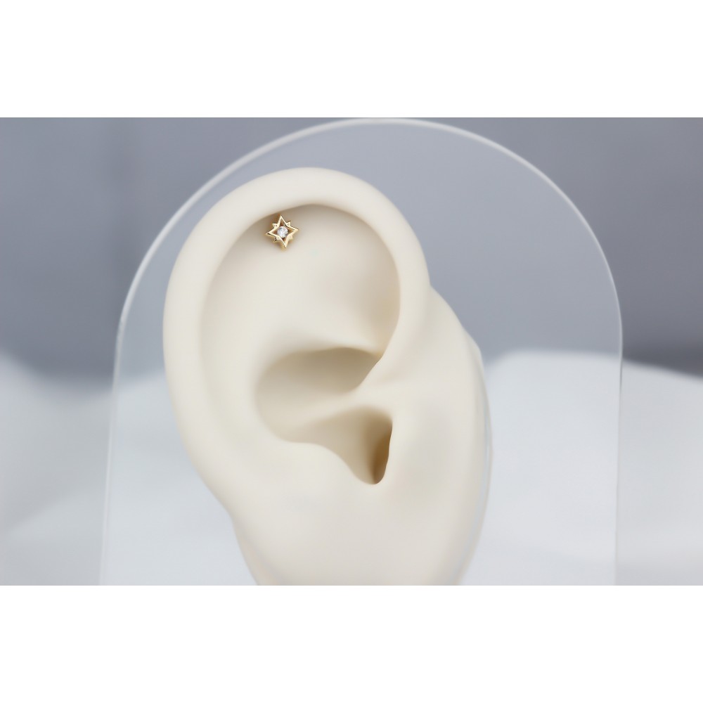 Glorria 14k Solid Gold Star Helix Piercing Glorria 14k Solid Gold Star Helix Piercing