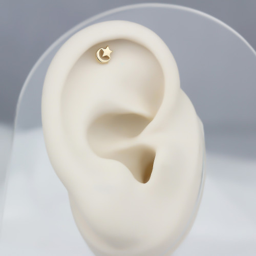Glorria 14k Solid Gold Moon Star Helix Piercing Glorria 14k Solid Gold Moon Star Helix Piercing