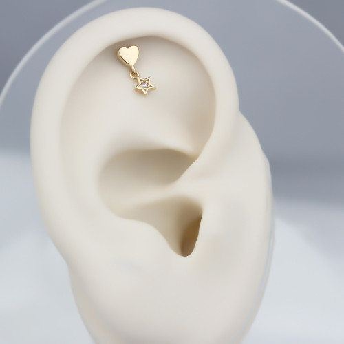 Glorria 14k Solid Gold Hanging Heart Helix Piercing Glorria 14k Solid Gold Hanging Heart Helix Piercing