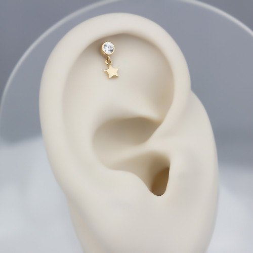 Glorria 14k Solid Gold Hanging Solitaire Helix Piercing Glorria 14k Solid Gold Hanging Solitaire Helix Piercing