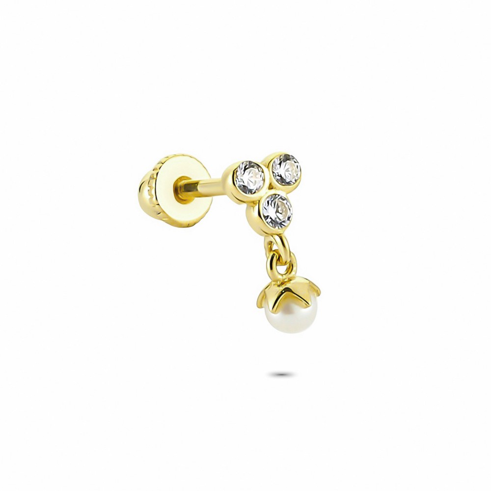 Glorria 14k Solid Gold Pearl Three Stone Helix Piercing