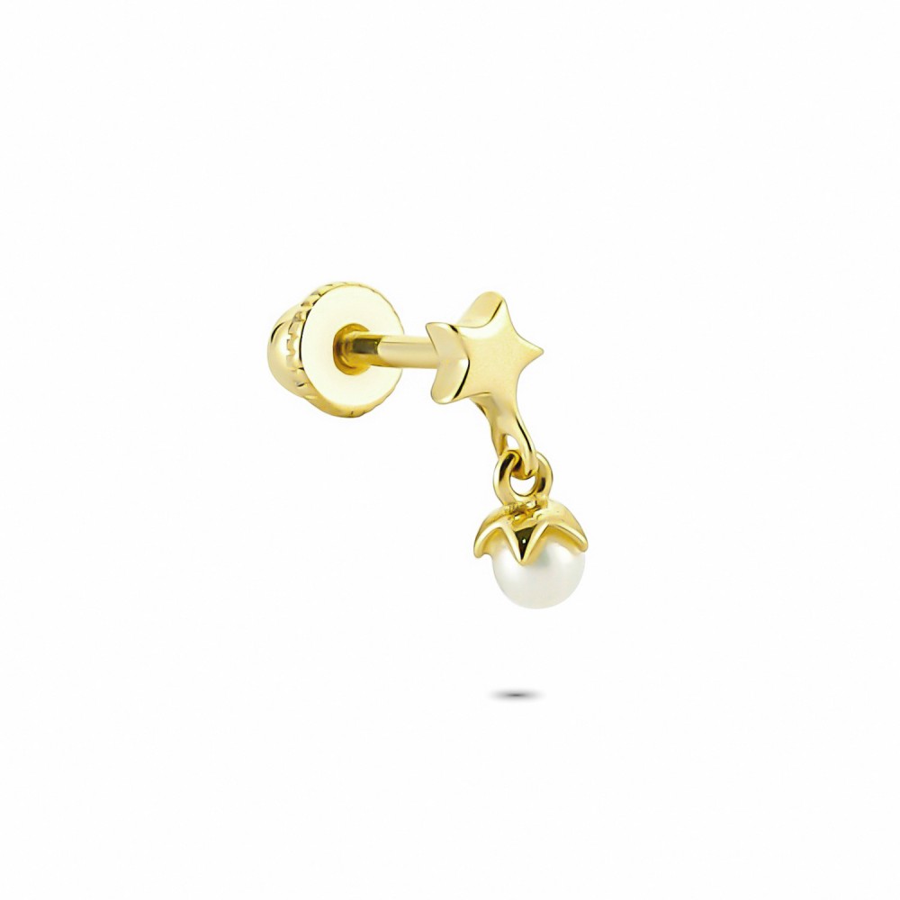 Glorria 14k Solid Gold Pearl Star Helix Piercing