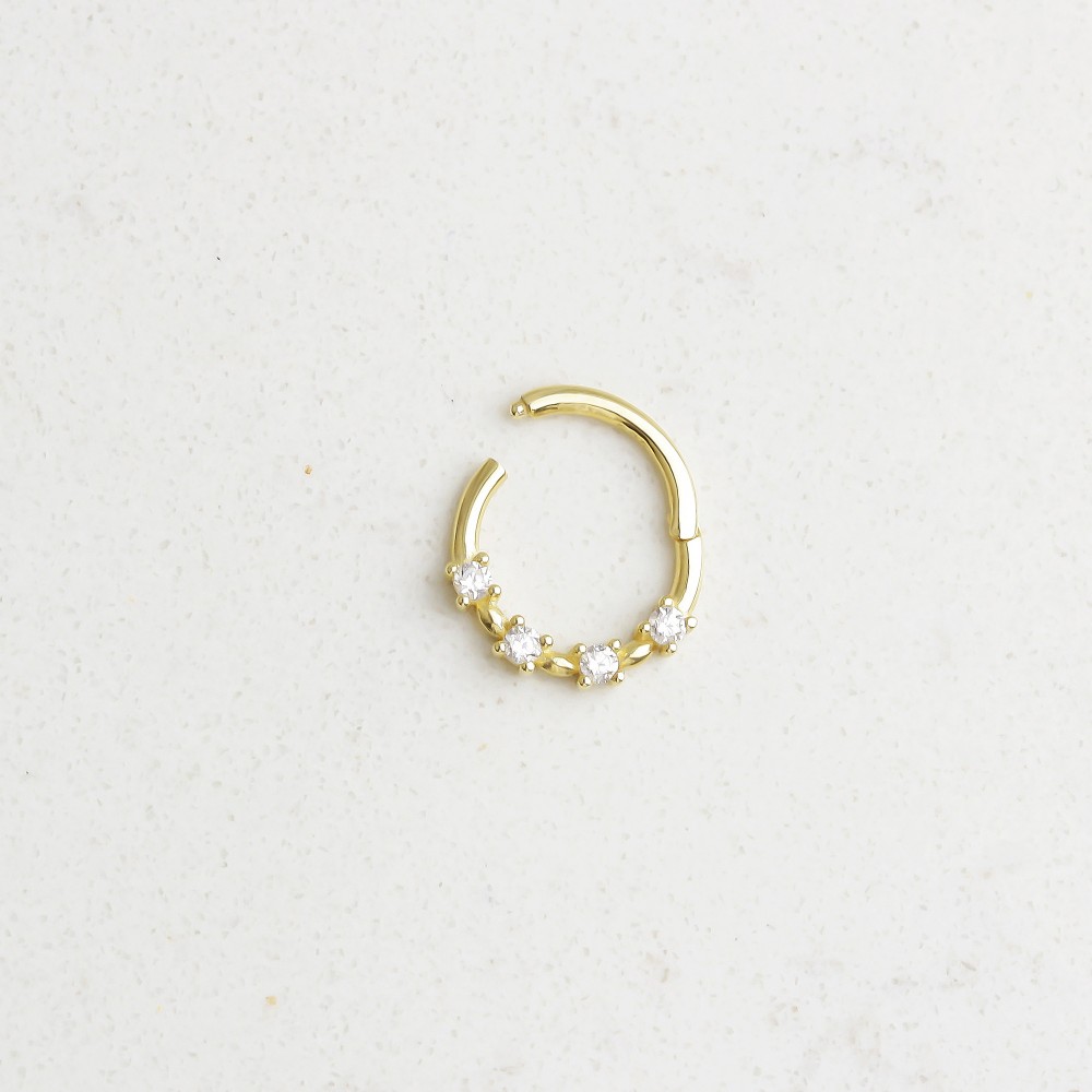 Glorria 14k Solid Gold Stone Ring Piercing Glorria 14k Solid Gold Stone Ring Piercing