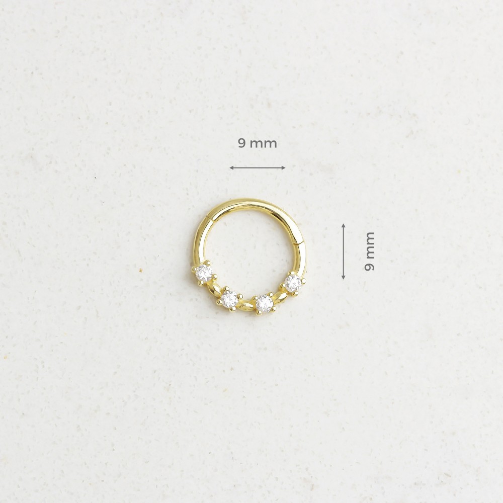 Glorria 14k Solid Gold Stone Ring Piercing Glorria 14k Solid Gold Stone Ring Piercing