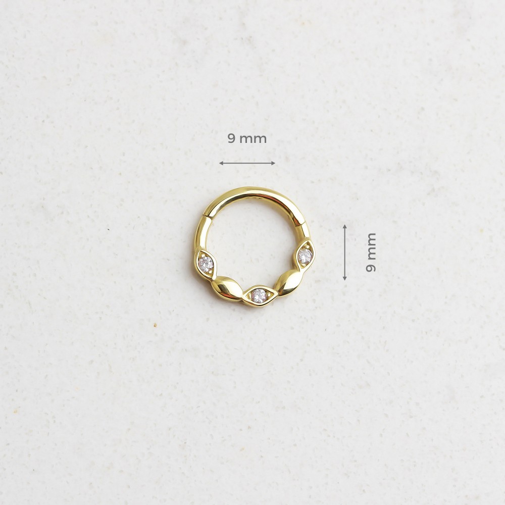 Glorria 14k Solid Gold Three Stone Ring Piercing Glorria 14k Solid Gold Three Stone Ring Piercing