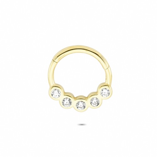 Glorria 14k Solid Gold Five Stone Ring Piercing