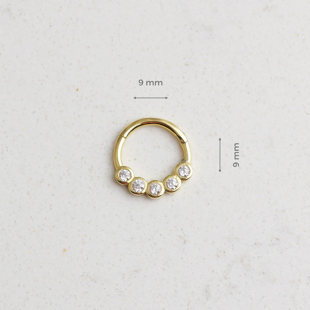 Glorria 14k Solid Gold Five Stone Ring Piercing Glorria 14k Solid Gold Five Stone Ring Piercing