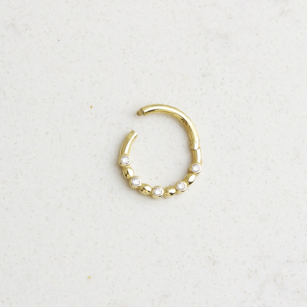 Glorria 14k Solid Gold Five Stone Ring Piercing Glorria 14k Solid Gold Five Stone Ring Piercing