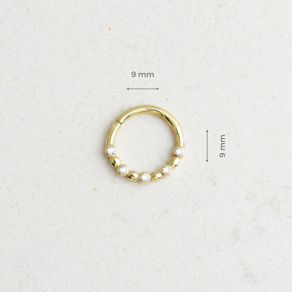 Glorria 14k Solid Gold Five Stone Ring Piercing Glorria 14k Solid Gold Five Stone Ring Piercing