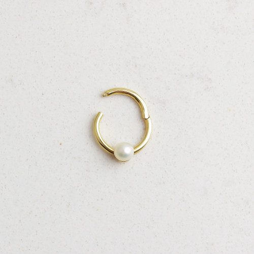 Glorria 14k Solid Gold Pearl Ring Piercing Glorria 14k Solid Gold Pearl Ring Piercing