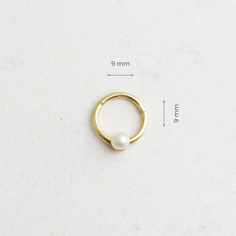 Glorria 14k Solid Gold Pearl Ring Piercing Glorria 14k Solid Gold Pearl Ring Piercing