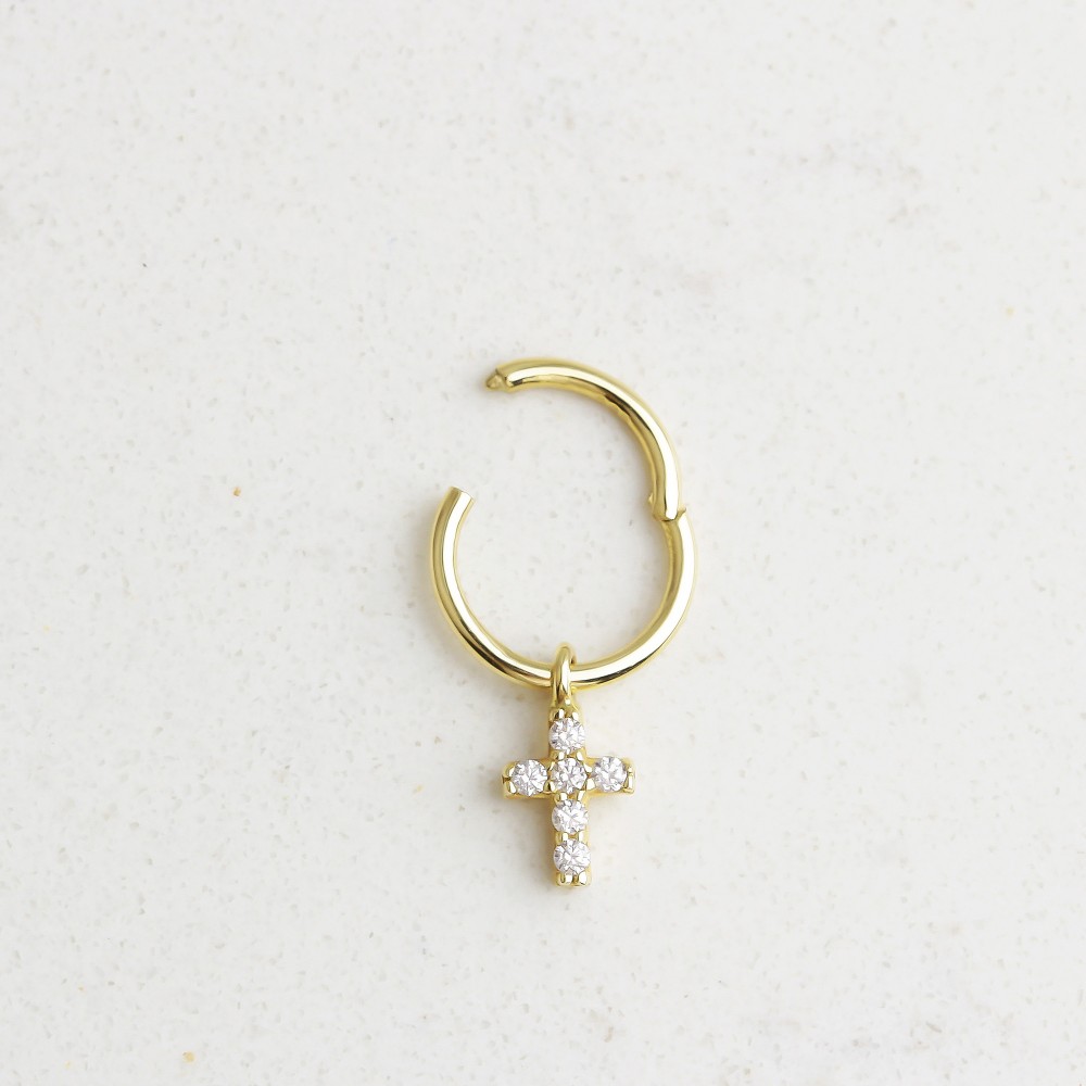 Glorria 14k Solid Gold Cross Ring Piercing Glorria 14k Solid Gold Cross Ring Piercing