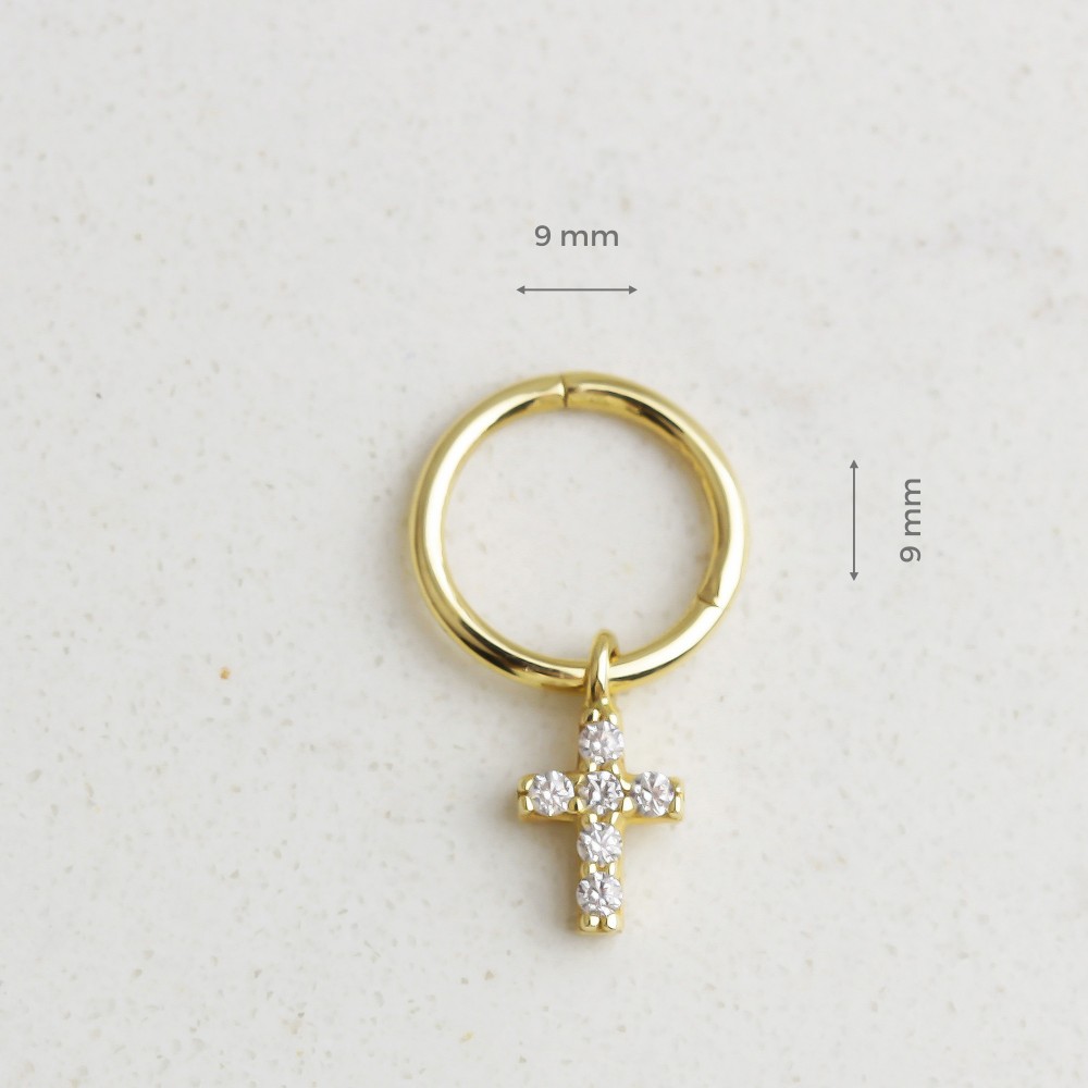 Glorria 14k Solid Gold Cross Ring Piercing Glorria 14k Solid Gold Cross Ring Piercing