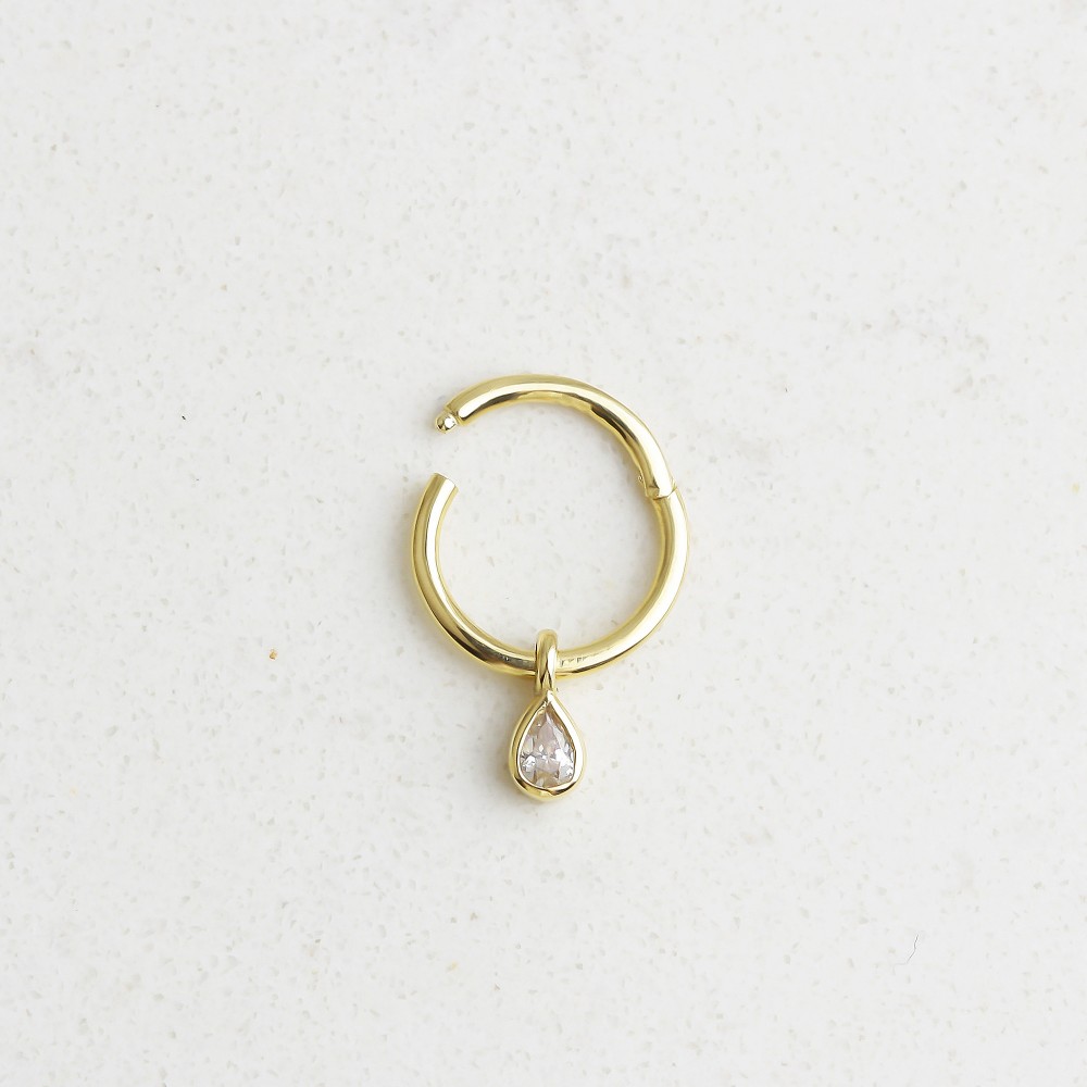 Glorria 14k Solid Gold Drop Ring Piercing Glorria 14k Solid Gold Drop Ring Piercing