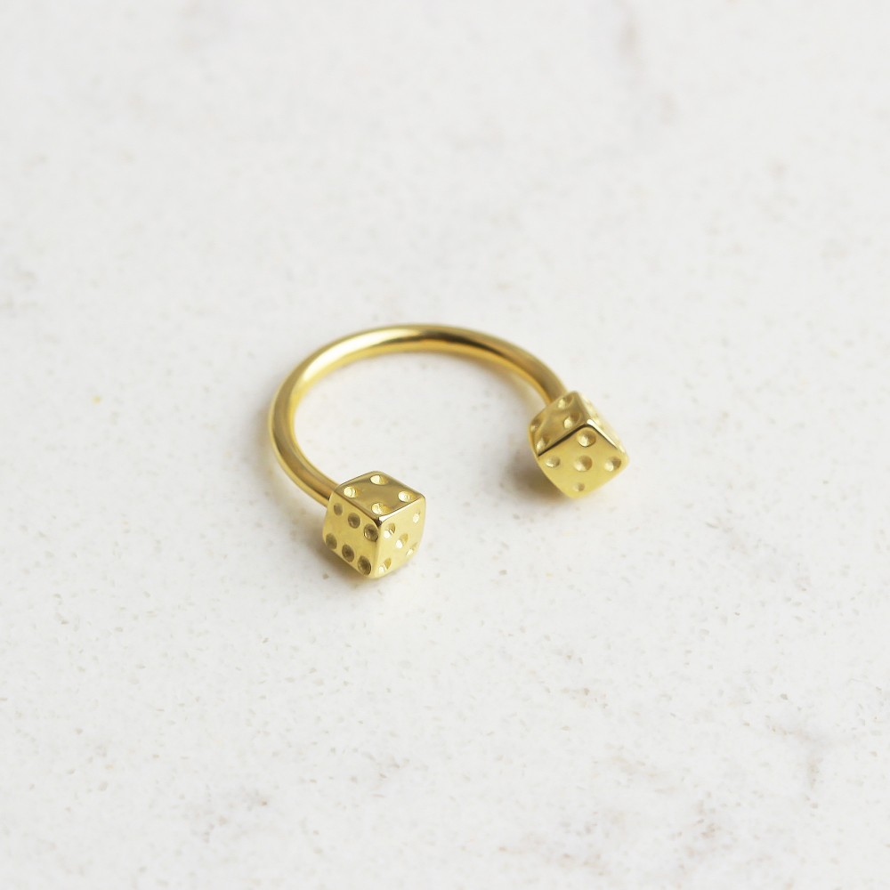 Glorria 14k Solid Gold Dice Half Ring Piercing