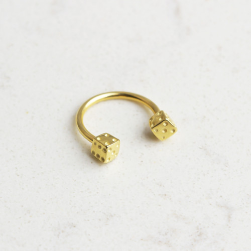 Glorria 14k Solid Gold Dice Half Ring Piercing Glorria 14k Solid Gold Dice Half Ring Piercing