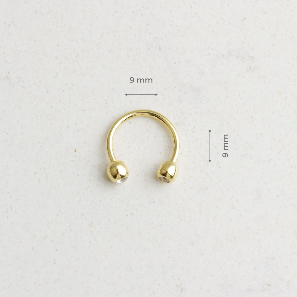 Glorria 14k Solid Gold Stone Half Ring Piercing Glorria 14k Solid Gold Stone Half Ring Piercing