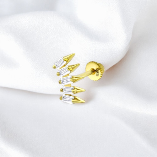 Glorria 14k Solid Gold Baguette Helix Piercing Glorria 14k Solid Gold Baguette Helix Piercing
