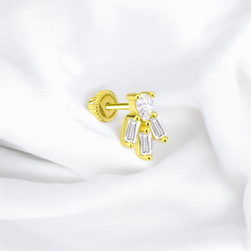 Glorria 14k Solid Gold Baguette Helix Piercing Glorria 14k Solid Gold Baguette Helix Piercing
