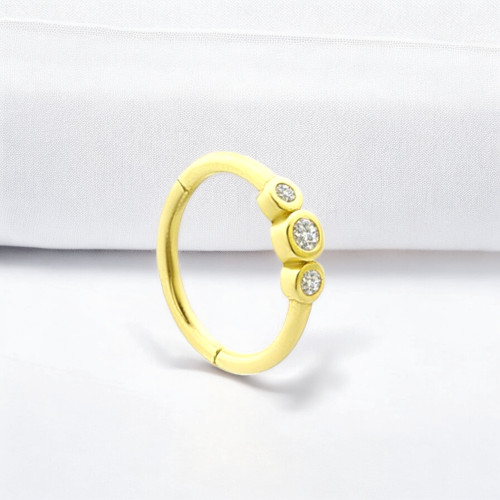 Glorria 14k Solid Gold 3 Stones Ring Piercing Glorria 14k Solid Gold 3 Stones Ring Piercing