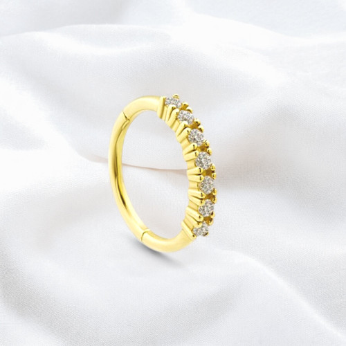 Glorria 14k Solid Gold 7 Stones Ring Piercing