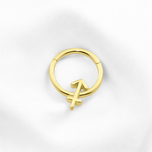 Glorria 14k Solid Gold Sagittarius Ring Helix Piercing