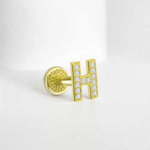 Glorria 14k Solid Gold Letter H Tragus Piercing Glorria 14k Solid Gold Letter H Tragus Piercing