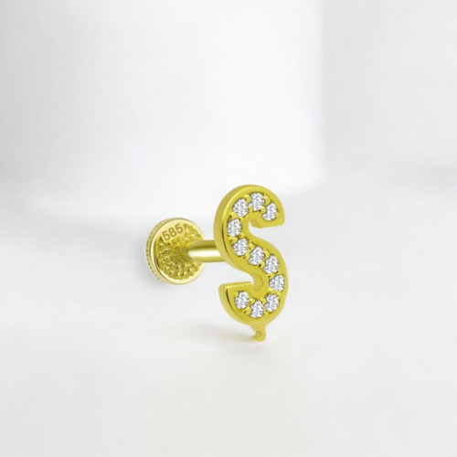 Glorria 14k Solid Gold Letter Ş Tragus Piercing Glorria 14k Solid Gold Letter Ş Tragus Piercing
