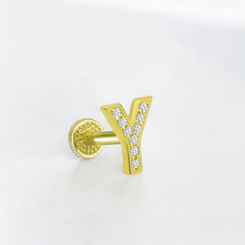 Glorria 14k Solid Gold Letter Y Tragus Piercing Glorria 14k Solid Gold Letter Y Tragus Piercing