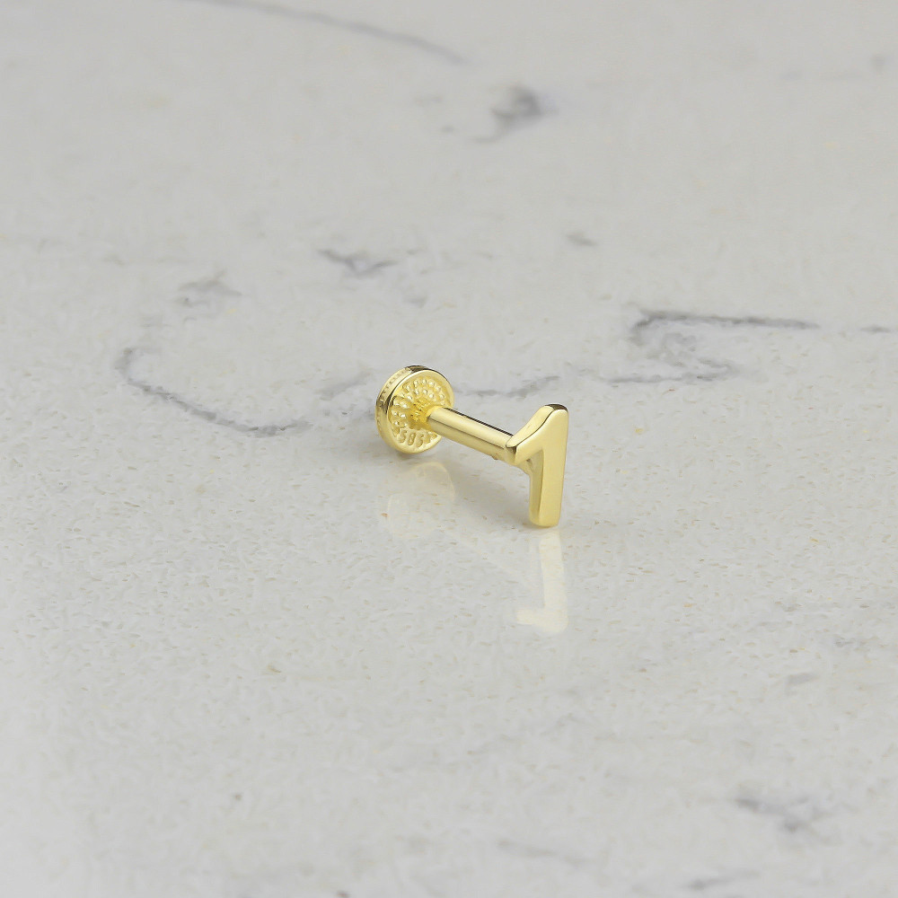 Glorria 14k Solid Gold Number 1 Tragus Piercing