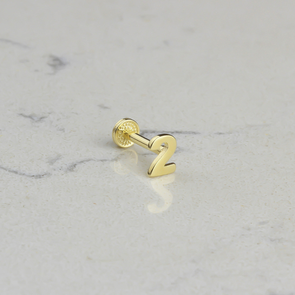 Glorria 14k Solid Gold Number 2 Tragus Piercing Glorria 14k Solid Gold Number 2 Tragus Piercing