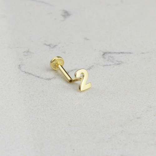 Glorria 14k Solid Gold Number 2 Tragus Piercing Glorria 14k Solid Gold Number 2 Tragus Piercing
