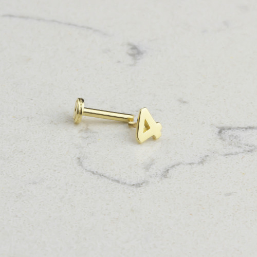 Glorria 14k Solid Gold Number 4 Tragus Piercing Glorria 14k Solid Gold Number 4 Tragus Piercing