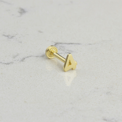 Glorria 14k Solid Gold Number 4 Tragus Piercing Glorria 14k Solid Gold Number 4 Tragus Piercing