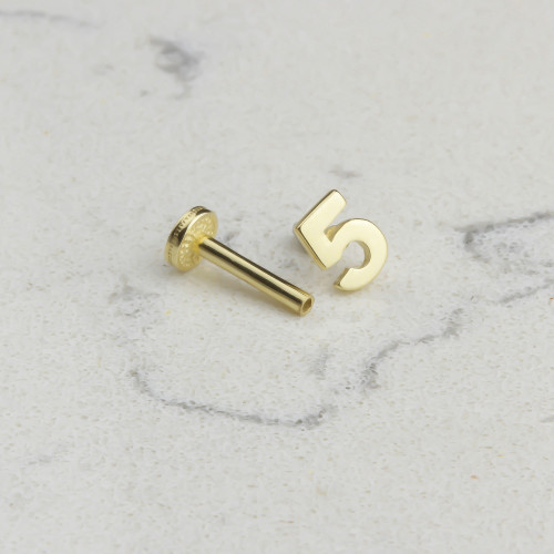 Glorria 14k Solid Gold Number 5 Tragus Piercing Glorria 14k Solid Gold Number 5 Tragus Piercing